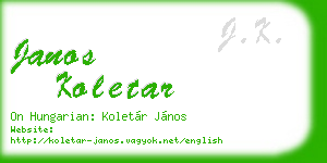 janos koletar business card